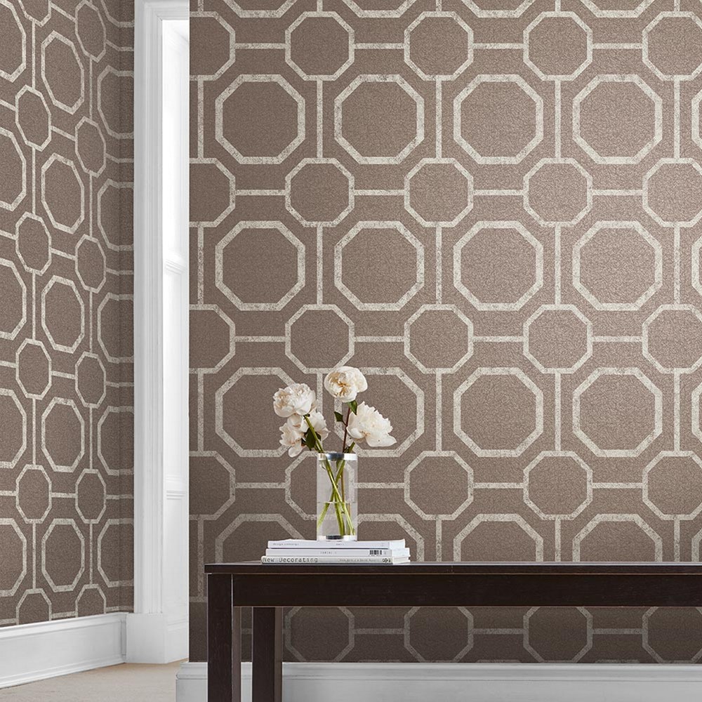 Sashiko Wallpaper 105771 by Graham & Brown in Taupe Brown